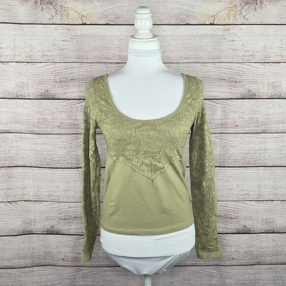 Anthropologie Eyelet Long Sleeve Boat Neck Compression Top NWT Small - Picture 1 of 8